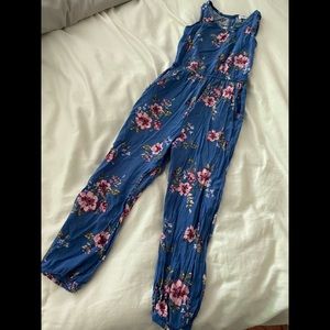 Blue and pink flower romper